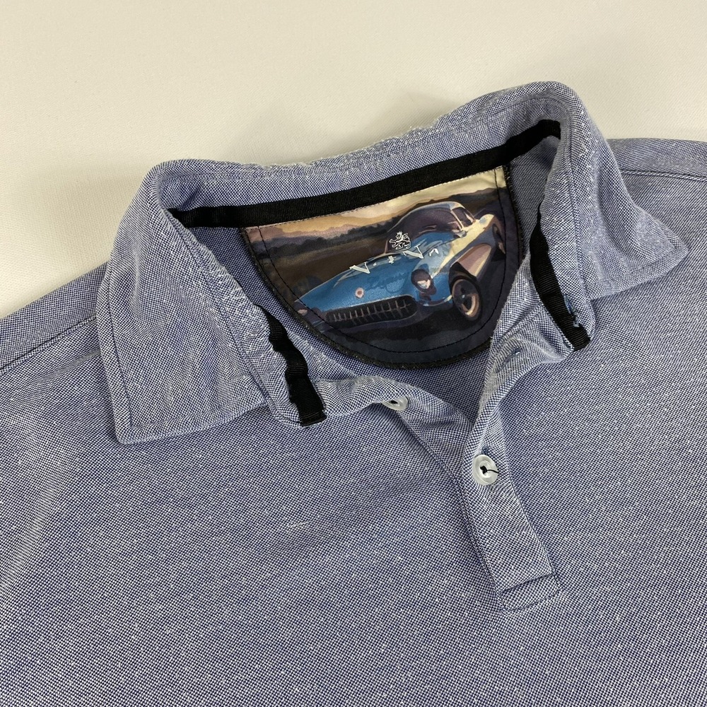 Nat Nast Polo Shirt Mens Large Blue Short Sleeve Luxury Originals Vintage Car